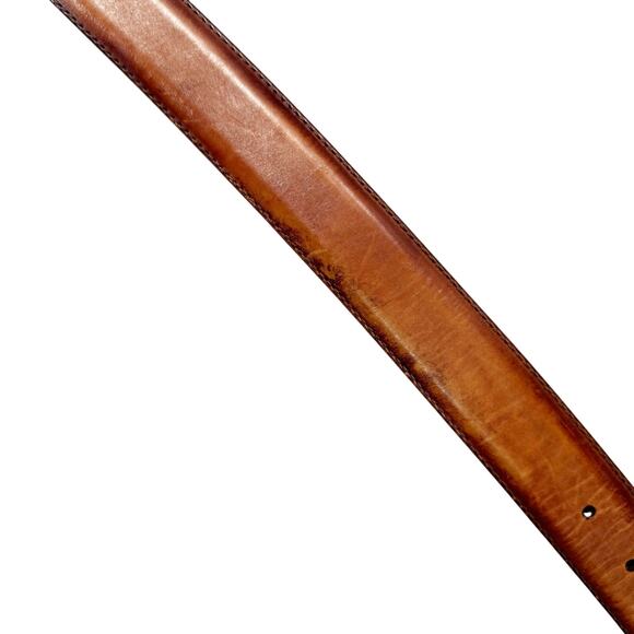 Magnanni Mens Carbon Leather Belt Cognac Brown Size 32 Silvertone‎ Buckle #1121 - Picture 4 of 8